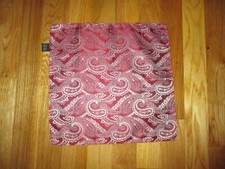 Hand Made Cranberry Red Silver Paisley 100 Silk 11" Pocket Square