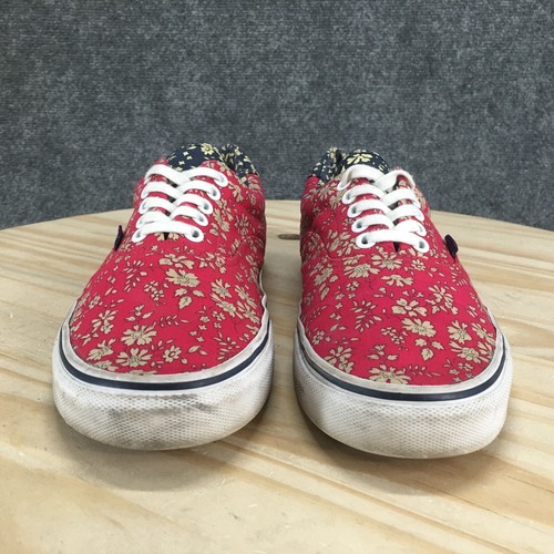 Vans Shoes Womens 9.5 Mens 8 Era 59 Liberty Sneakers Red Floral Lace Up Low TC6D - Picture 7 of 16