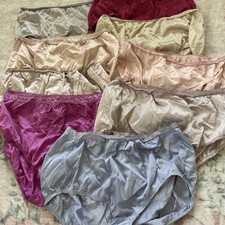 Vintage Panties Cutter Lot 9 Pair Nylon Granny Hanes Shiny 2XL PQ