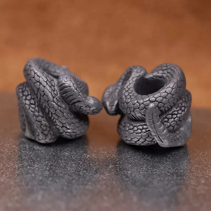 Cuchillo Paracord serpiente EDC negro cuentas cordón latón hágalo usted mismo cuerda colgante accesorios Foto 4 de 4