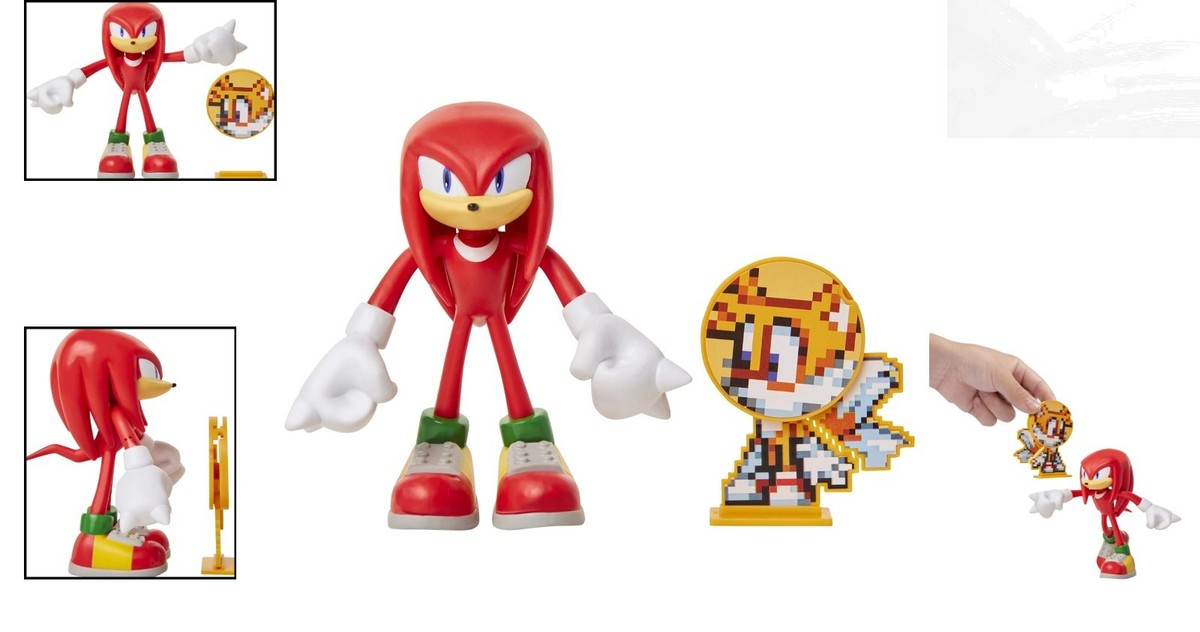 Sonic The Hedgehog Knuckles 4-Inch Bendable Figure & Tails Disk