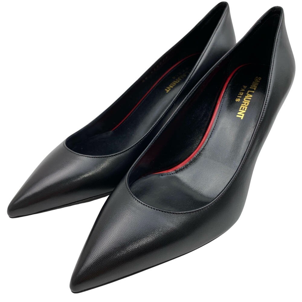 Saint Laurent Shoes Pumps Heel EU 37 US 7 Leather Black Authentic thumbnail 8
