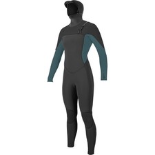 O'Neill Hyperfreak 5.5/4mm Chest Zip Hood Full Wetsuit - Women's Black/Black,