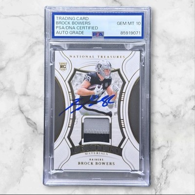 Brock Bowers Signed 2024 Panini National Treasures Rookie Patch /49 PSA 10 AUTO