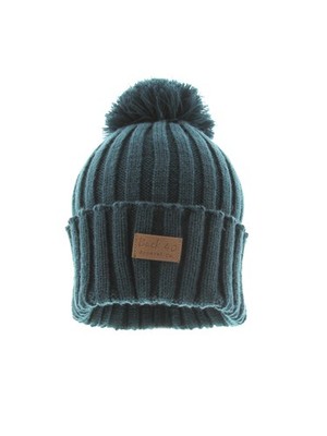 Cable Pom Pom Cuffed Beanie Unisex Jade Knit Cuffed Winter Hat Cap by Back 40