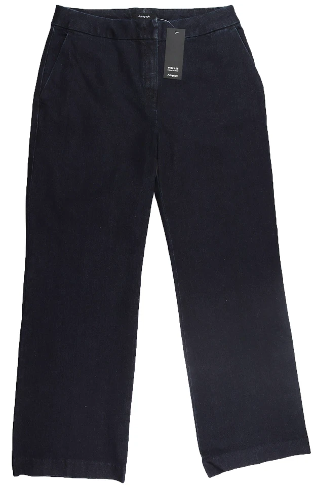 M&S Womens Marks & Spencer Blue Wide Jeans Size 12 Regular LABEL FAULT - Image 4 of 4