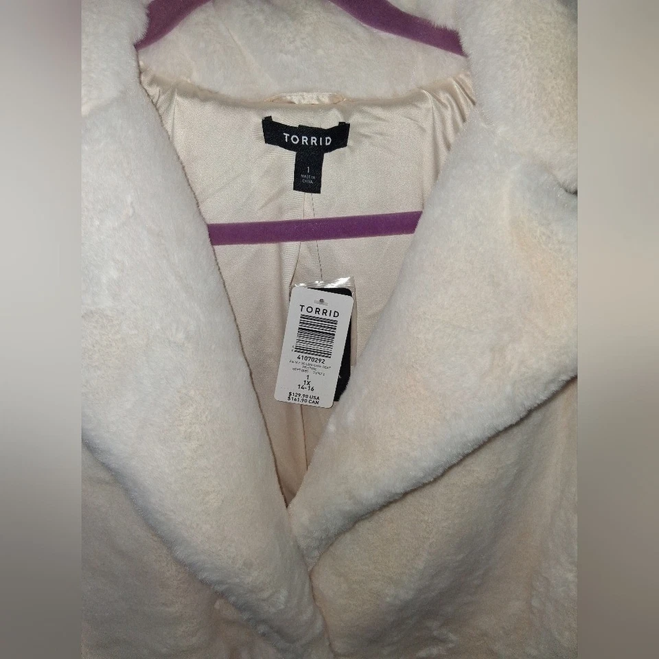 Abrigo Chaqueta Tórrido Blanco Longline Imitación Piel Talla 1 XXL NUEVO CON ETIQUETAS Foto 3 de 4