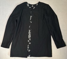 Women  s 10 Blazer Jacket Black Open Front Polyester Collarless