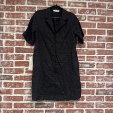 Everlane 100% Linen Button Front Shirt Dress Black Size S Modern Minimalist 