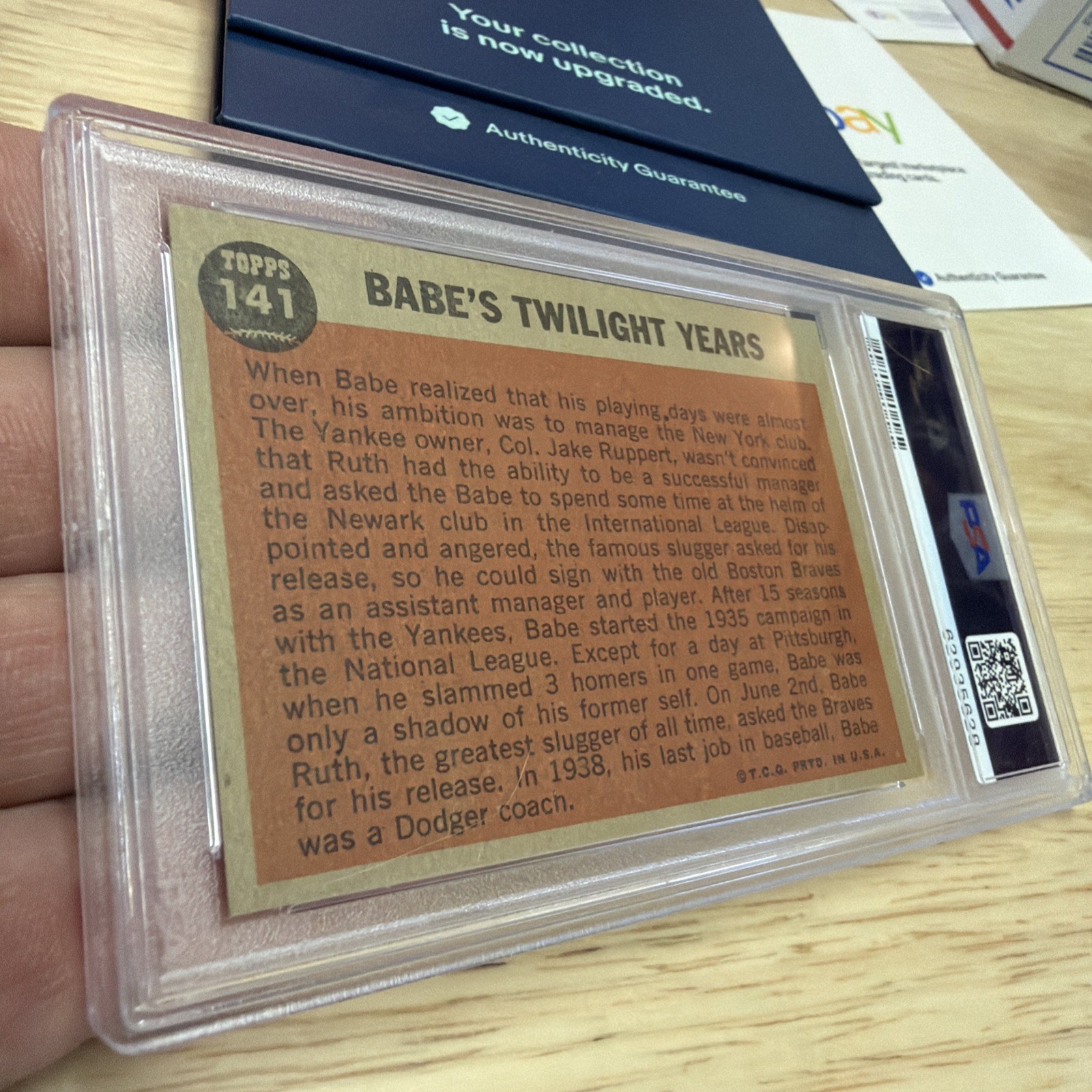 Babe Ruth Baseball Card PSA 6 New York Yankees Vintage MLB 1962 Topps NY Antique view 13