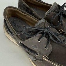 Sperry Top-Sider Women's 9.5 M Gray Leather Boat Shoes STS96368 Lace Up