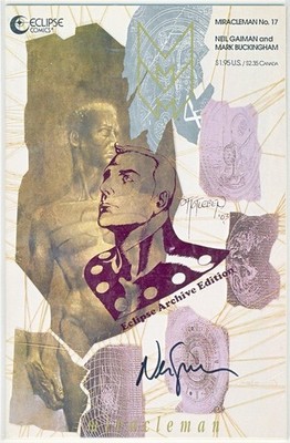 MIRACLEMAN 17 RED ARCHIVES ECLIPSE VARIANT COMIC W/COA 6 SIGNED GAIMAN 1990 VF+