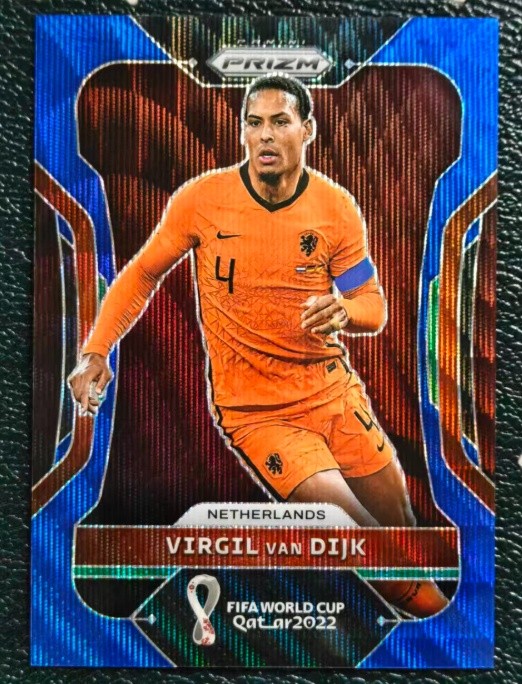 Virgil Van Dijk 2022 Panini Prizm FIFA World Cup Qatar Blue Wave Prizm 182/199