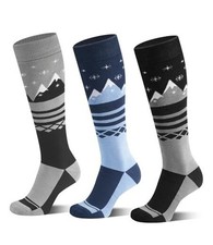 Merino Wool Ski Socks for Men  Women Medium Multicolor01 Black,grey,blue 