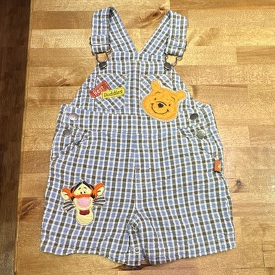 Pooh 100 Acre Collection Winnie the Pooh Tigger Plaid Overall 12M 100% Cotton