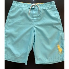 Polo Ralph Lauren Board Short Boys L 14-16 Blue/Yellow Swim Trunk Resortwear