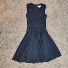  Michael Kors Black Solid V-Neck Sleeveless Fit & Flare Little Black Dress
