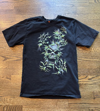 Halloween T Shirt Boys XXL Black Skeletons Glow in the Dark