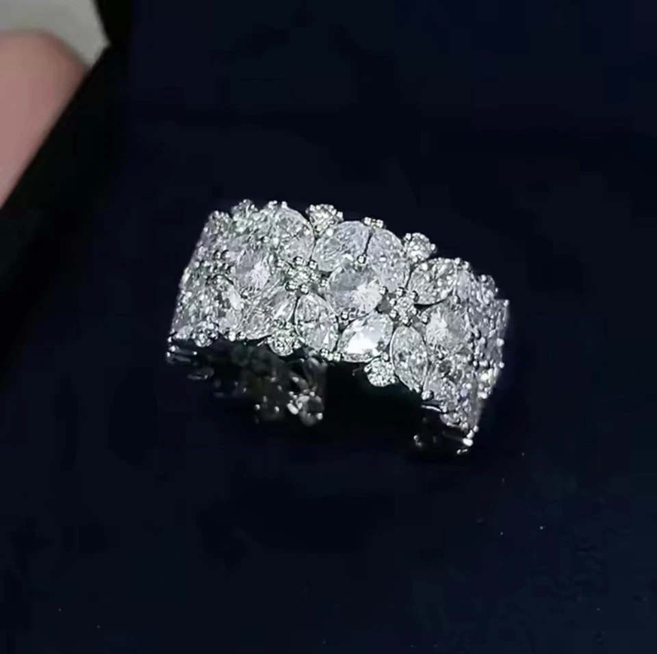 Anello Floreale Gioiello di Lusso Zirconi 60mm - Immagine 4 di 4