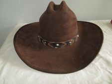 Brown Suade Cowboy Hat With Atudded Leather Band