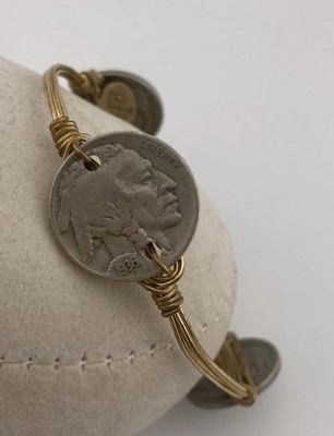 Bourbon And Bowties Indian Head Nickel Coins Bracelet Wire Wrap  7  1/2 In