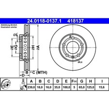 Bremsscheibe ATE 24.0118-0137.1 (2 Stk.) für Skoda VW Fabia II Polo Fox