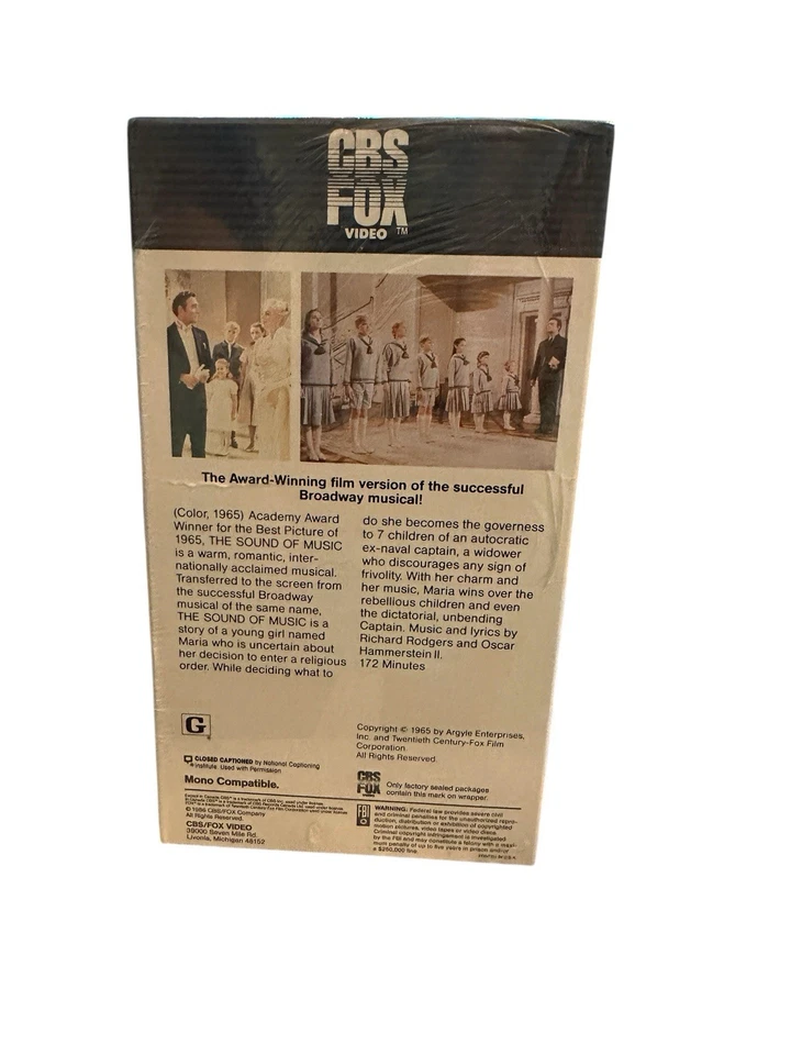 The Sound Of Music - Julie Andrews - Original 1986 VHS Video FACTORY SEALED NEW - Image 2 of 4