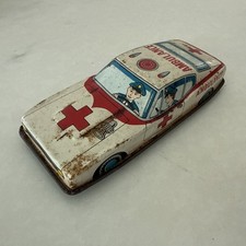 Lucky Toy Friction Ambulance 1960s Japan Vintage Tin Toy Trade Mark Japan
