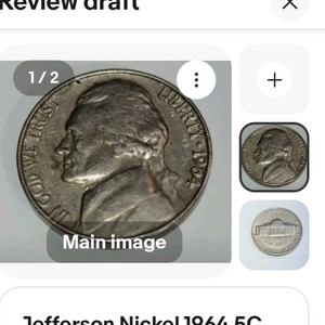1964 Jefferson Nickel 5C Philadelphia Business Strike Monticello Reverse KM#A192