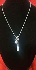 Baseball Bat  Ball Crystal Rhinestone Sports Necklace Charm Pendant 16in