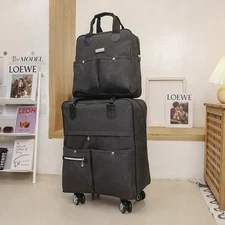 2pcs Wheeled Carry On Underseat Bag Spinner Trolley Luggage Rolling Travel Bag