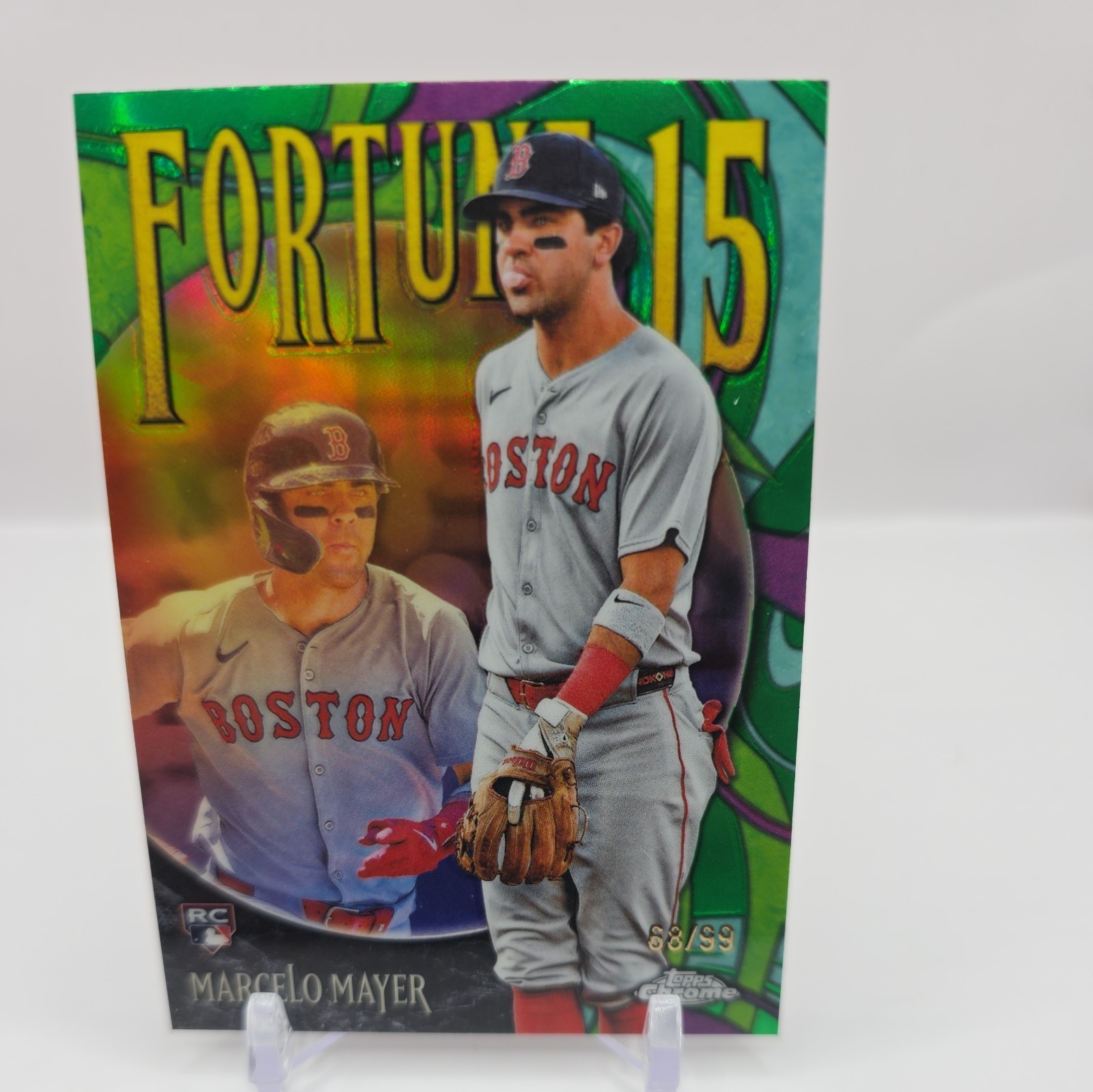 2025 Topps Chrome Update Marcelo Mayer Fortune 15 Green /99 rookie Red Sox