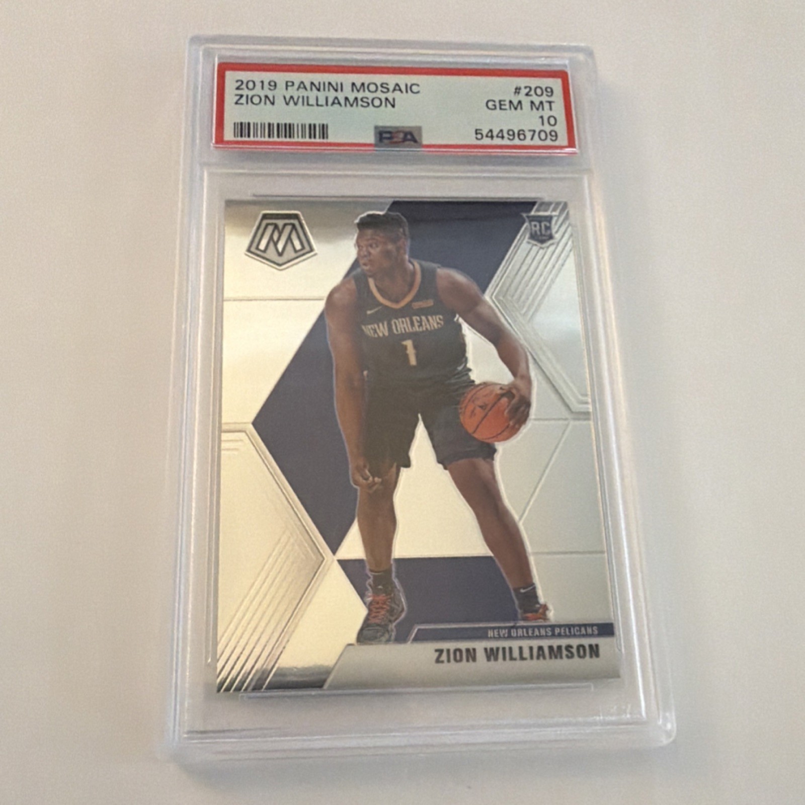 2019-20 Panini Mosaic Rookie Zion Williamson #209 PSA 10 Pelicans NBA Basketball