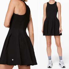 LULULEMON black Court Crush Tennis Dress Built in Bra Size 2 Pickleball Active