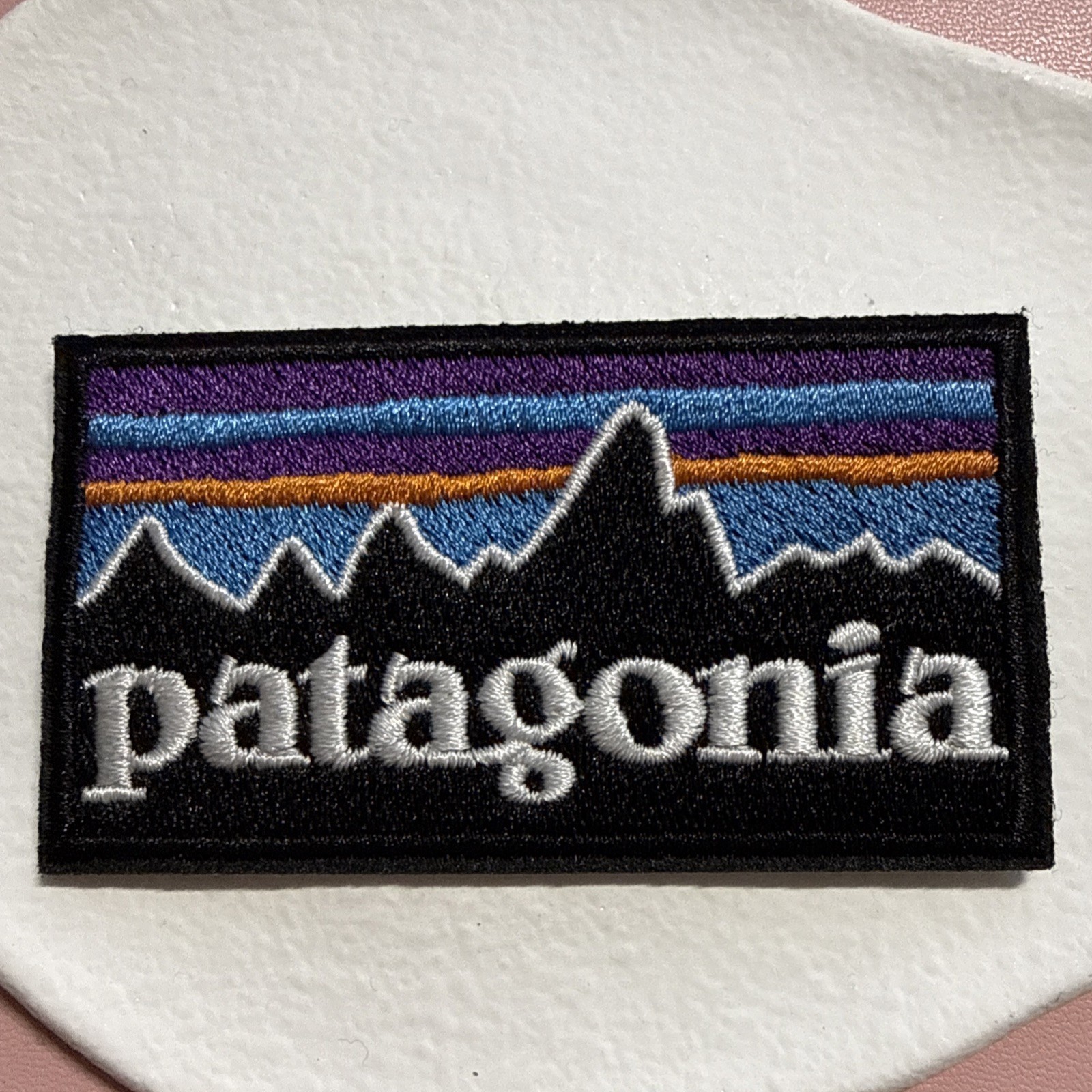 Black Multicolor Embroidered Iron On Patch 3" x 1.75"