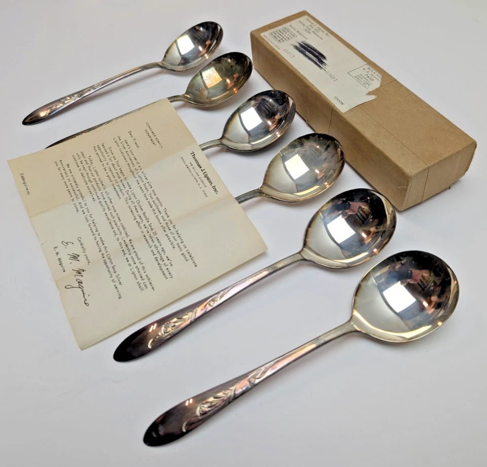 x6 cucharas sopera redondas de plata Carlton Cherie vintage nuevas de colección de sopa Lipton Foto 3 de 4