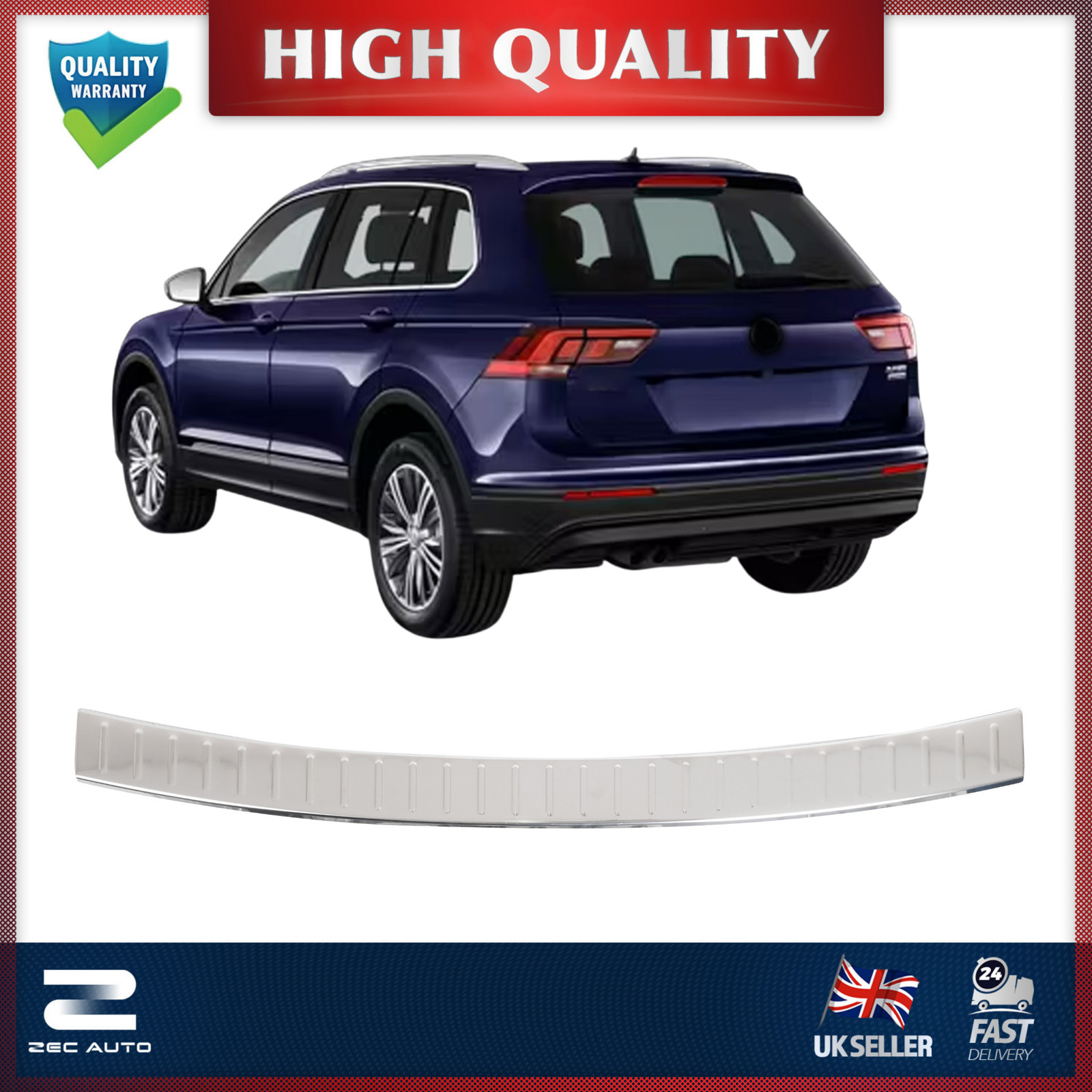 REAR BUMPER PROTECTOR GUARD TRIM SCRATCH SILL COVER FOR VW TIGUAN MK2 2016-2024