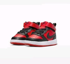 NIKE Court Borough Mid 2 Sneakers Black/White/Red Toddlers Size 5C NWT