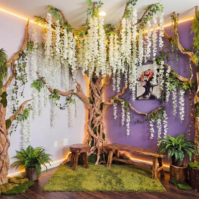 40 Pcs 3D Wisteria Tree Wall Decor for Room Classroom Ceiling Artificial