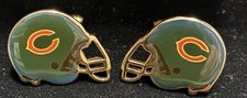 Vintage Anson CHICAGO BEARS Green Enamel  Gold Cuff Links Football Helmet Set