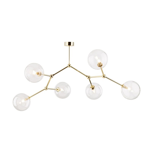 Deckenleuchte Deckenlampe Groß 107 Cm Lang Glas Metall In Gold G9 6-Flammig-image