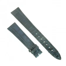 Glossy Blue Grey Alligator Strap 18/14 B32B Classic Flat Shape.