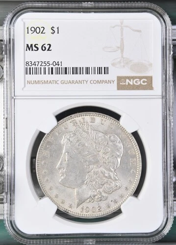 1902 MORGAN SILVER DOLLAR $1 NGC MS 62 Certified Coin