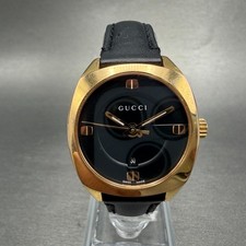 Gucci 142.5 Watch Women 29mm Black Dial Rose Gold Tone Date RoundNew battery