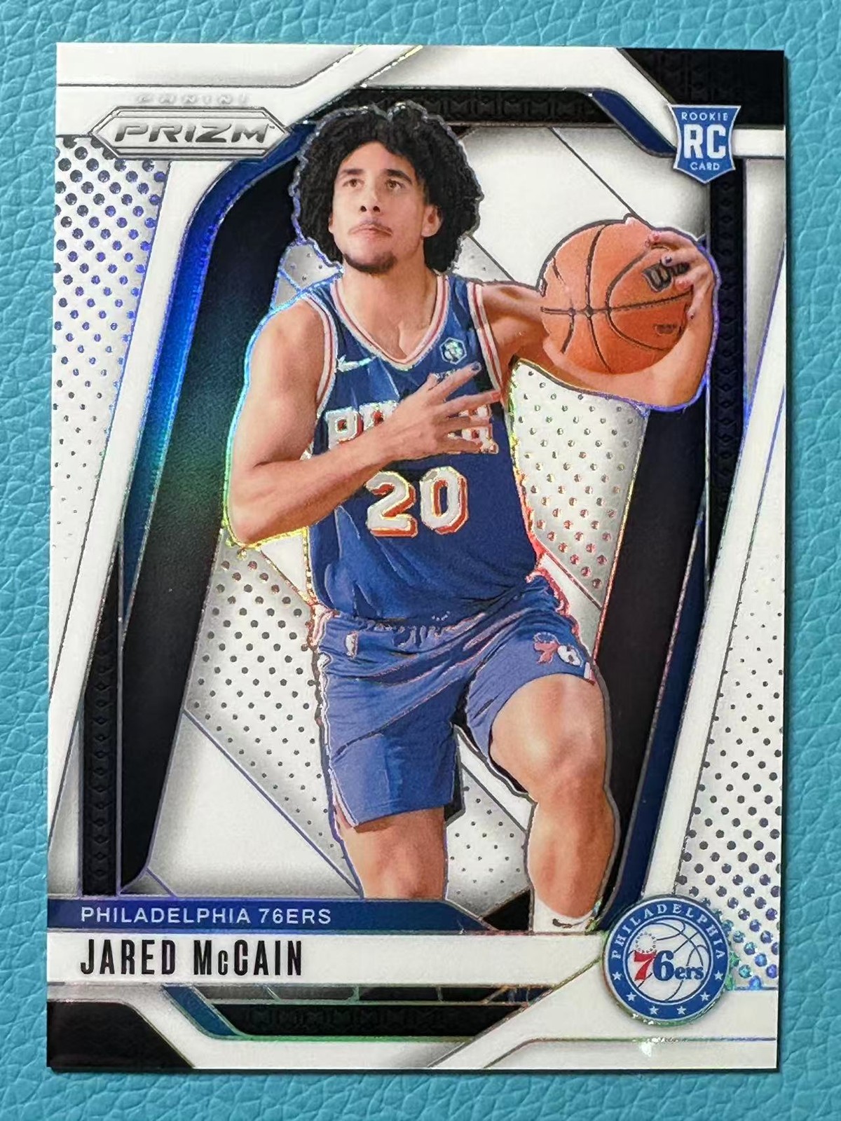 Jared McCain 2024-25 Panini Prizm Basketball 093/175 White RC 76ers #222