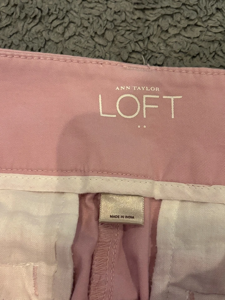 Pantalones Ann Taylor LOFT Mujer 8 Rosa Ajustado Chino Corto Preppy Oficina Carrera Foto 2 de 4