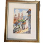 Taxco Mexico vintage Signed watercolor painting Santa Prisca Church MAGS — photo 2