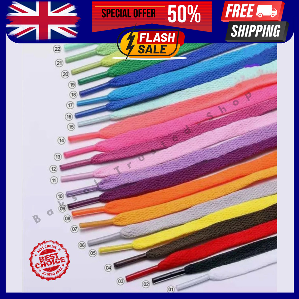 Cordones planos coloridos para zapatillas | Se adapta a Nike, Adidas, Jordan, AF1