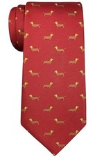 Animal Pattern Ties  Neckties for Men  Microfiber 3.15" Dachshund - Red