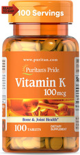 Premium Vitamin K 100Mcg, Dietary Supplement for Bone, Joint, and Blood Clottin
